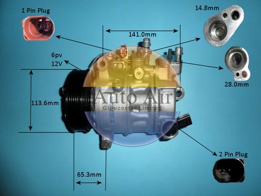 Auto Air Gloucester 14-0813P - Компресор, кондиціонер autozip.com.ua