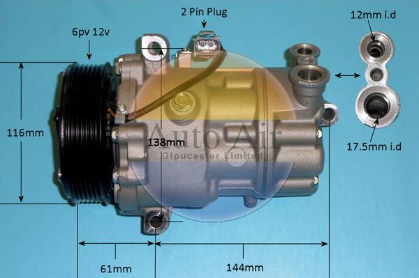 Auto Air Gloucester 14-1466P - Компресор, кондиціонер autozip.com.ua