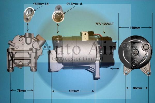 Auto Air Gloucester 14-1463P - Компресор, кондиціонер autozip.com.ua