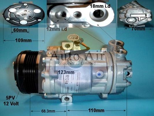 Auto Air Gloucester 14-1232P - Компресор, кондиціонер autozip.com.ua