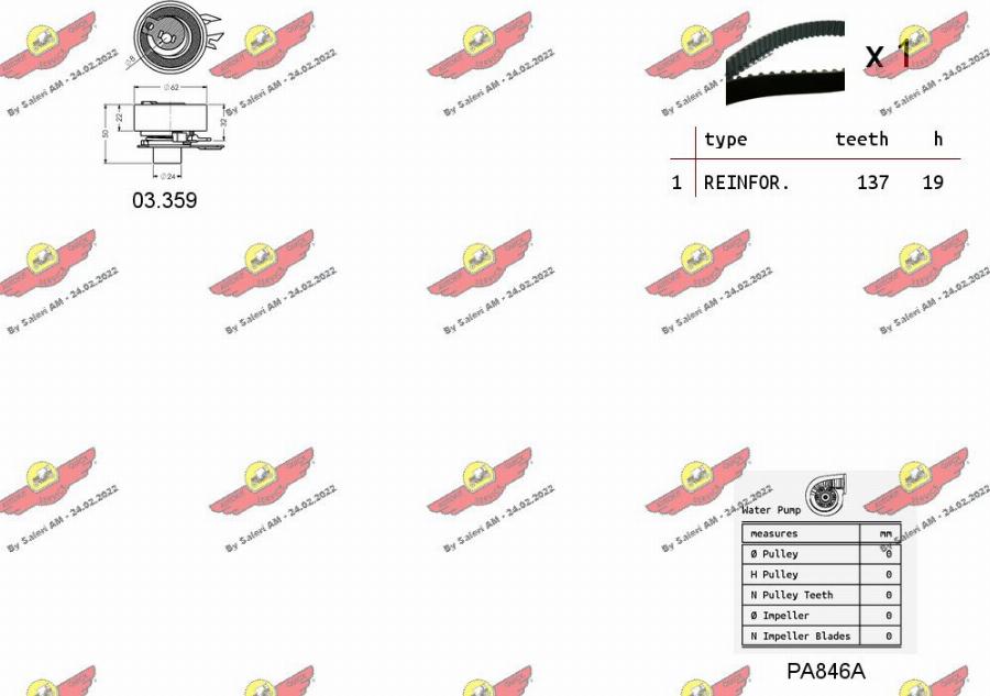 Autokit 04.5043PA - Водяний насос + комплект зубчатого ременя autozip.com.ua