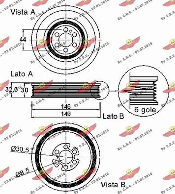 Autokit 03.90052 - Ремінний шків, колінчастий вал autozip.com.ua