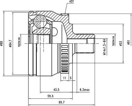 Aywiparts AW1510013A - Шарнірний комплект, ШРУС, приводний вал autozip.com.ua