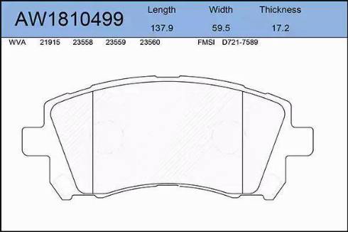 Aywiparts AW1810499 - Гальмівні колодки, дискові гальма autozip.com.ua