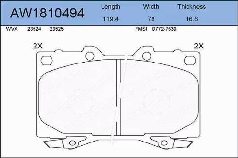 Aywiparts AW1810494 - Гальмівні колодки, дискові гальма autozip.com.ua