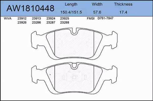 Aywiparts AW1810448 - Гальмівні колодки, дискові гальма autozip.com.ua