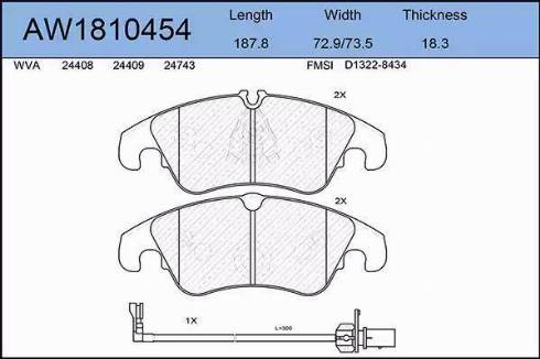 Aywiparts AW1810454 - Гальмівні колодки, дискові гальма autozip.com.ua