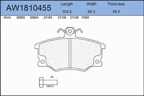 Aywiparts AW1810455 - Гальмівні колодки, дискові гальма autozip.com.ua