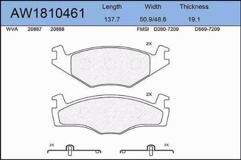 Aywiparts AW1810461 - Гальмівні колодки, дискові гальма autozip.com.ua