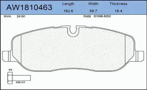 Aywiparts AW1810463 - Гальмівні колодки, дискові гальма autozip.com.ua