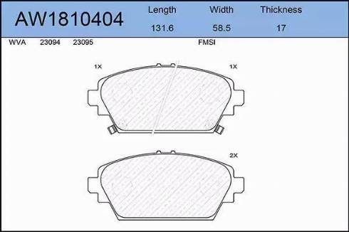 Aywiparts AW1810404 - Гальмівні колодки, дискові гальма autozip.com.ua