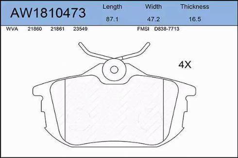 Aywiparts AW1810473 - Гальмівні колодки, дискові гальма autozip.com.ua