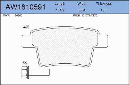 Aywiparts AW1810591 - Гальмівні колодки, дискові гальма autozip.com.ua