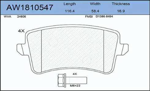 Aywiparts AW1810547 - Гальмівні колодки, дискові гальма autozip.com.ua