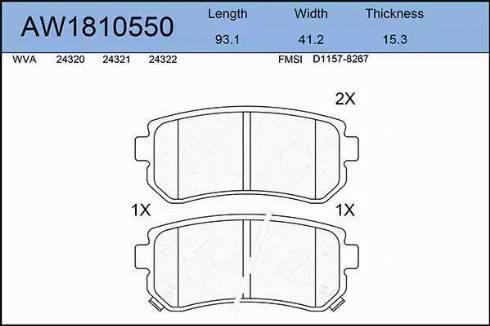 Aywiparts AW1810550 - Гальмівні колодки, дискові гальма autozip.com.ua