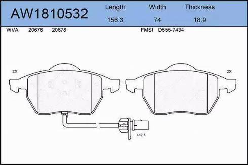 Aywiparts AW1810532 - Гальмівні колодки, дискові гальма autozip.com.ua