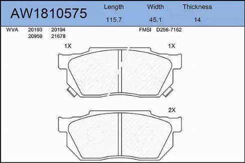 Aywiparts AW1810575 - Гальмівні колодки, дискові гальма autozip.com.ua