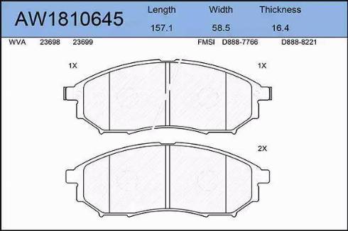 Aywiparts AW1810645 - Гальмівні колодки, дискові гальма autozip.com.ua