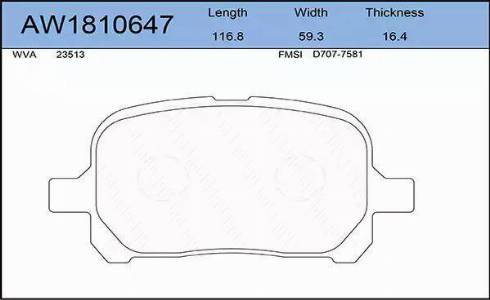 Aywiparts AW1810647 - Гальмівні колодки, дискові гальма autozip.com.ua