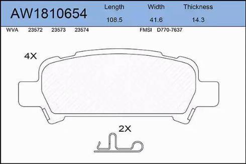 Aywiparts AW1810654 - Гальмівні колодки, дискові гальма autozip.com.ua