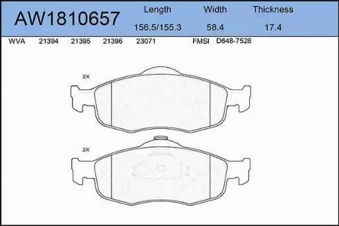 Aywiparts AW1810657 - Гальмівні колодки, дискові гальма autozip.com.ua