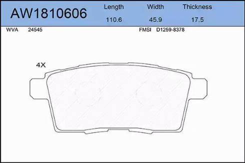 Aywiparts AW1810606 - Гальмівні колодки, дискові гальма autozip.com.ua