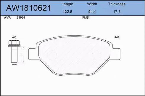 Aywiparts AW1810621 - Гальмівні колодки, дискові гальма autozip.com.ua