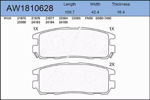 Aywiparts AW1810628 - Гальмівні колодки, дискові гальма autozip.com.ua