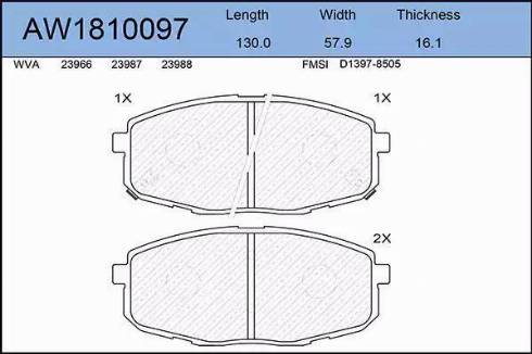 Aywiparts AW1810097 - Гальмівні колодки, дискові гальма autozip.com.ua