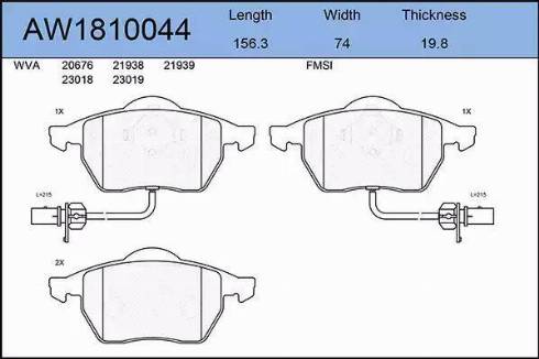 Aywiparts AW1810044 - Гальмівні колодки, дискові гальма autozip.com.ua