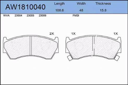 Aywiparts AW1810040 - Гальмівні колодки, дискові гальма autozip.com.ua