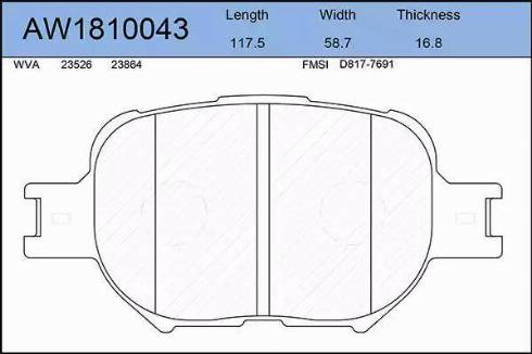 Aywiparts AW1810043 - Гальмівні колодки, дискові гальма autozip.com.ua