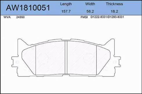 Aywiparts AW1810051 - Гальмівні колодки, дискові гальма autozip.com.ua