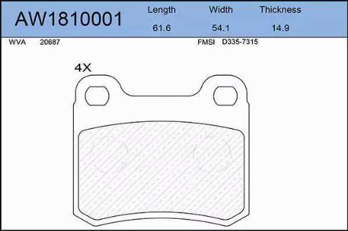 Aywiparts AW1810001 - Гальмівні колодки, дискові гальма autozip.com.ua