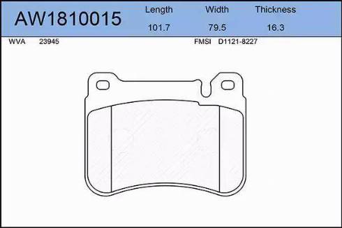Aywiparts AW1810015 - Гальмівні колодки, дискові гальма autozip.com.ua