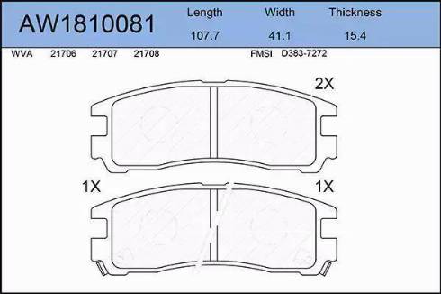 Aywiparts AW1810081 - Гальмівні колодки, дискові гальма autozip.com.ua