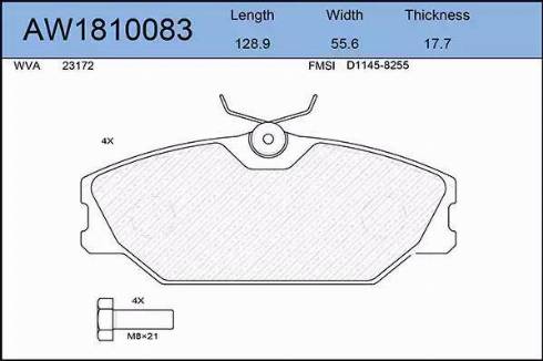 Aywiparts AW1810083 - Гальмівні колодки, дискові гальма autozip.com.ua