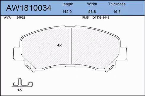 Aywiparts AW1810034 - Гальмівні колодки, дискові гальма autozip.com.ua