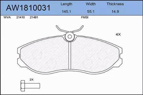 Aywiparts AW1810031 - Гальмівні колодки, дискові гальма autozip.com.ua