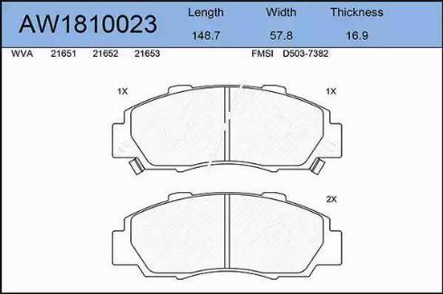 Aywiparts AW1810023 - Гальмівні колодки, дискові гальма autozip.com.ua