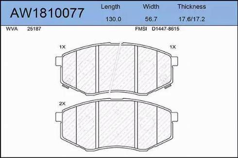 Aywiparts AW1810077 - Гальмівні колодки, дискові гальма autozip.com.ua