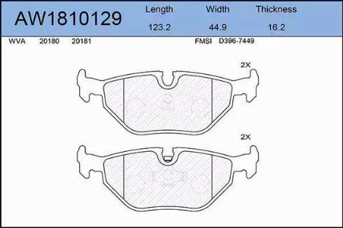 Aywiparts AW1810129 - Гальмівні колодки, дискові гальма autozip.com.ua