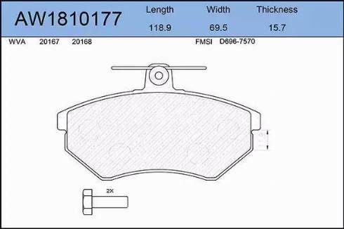 Aywiparts AW1810177 - Гальмівні колодки, дискові гальма autozip.com.ua