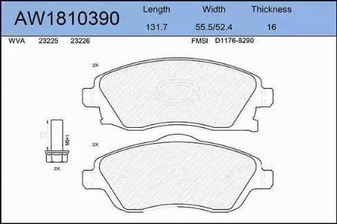 Aywiparts AW1810390 - Гальмівні колодки, дискові гальма autozip.com.ua