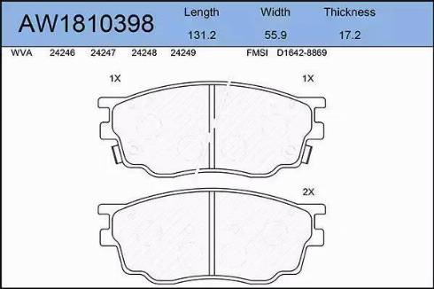 Aywiparts AW1810398 - Гальмівні колодки, дискові гальма autozip.com.ua