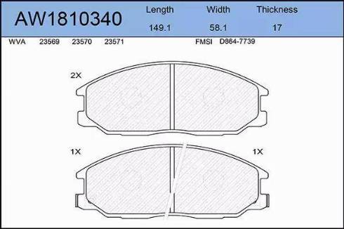 Aywiparts AW1810340 - Гальмівні колодки, дискові гальма autozip.com.ua