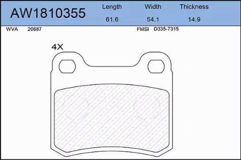 Aywiparts AW1810355 - Гальмівні колодки, дискові гальма autozip.com.ua