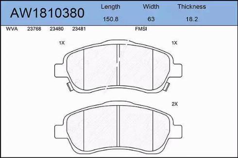 Aywiparts AW1810380 - Гальмівні колодки, дискові гальма autozip.com.ua