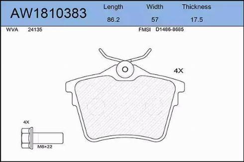 Aywiparts AW1810383 - Гальмівні колодки, дискові гальма autozip.com.ua