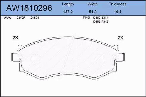 Aywiparts AW1810296 - Гальмівні колодки, дискові гальма autozip.com.ua